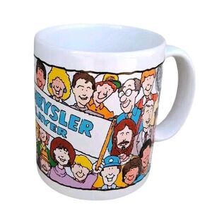 Team Chrysler Be A Player Vintage Coffee Mug Cartoon People USA Automotive Cars